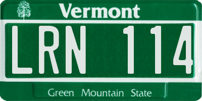 VT license plate LRN114