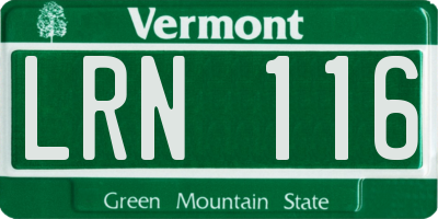 VT license plate LRN116