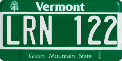 VT license plate LRN122