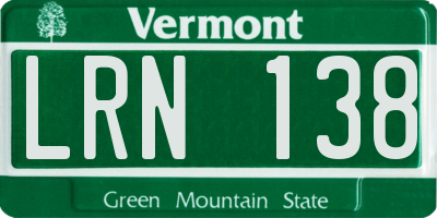 VT license plate LRN138