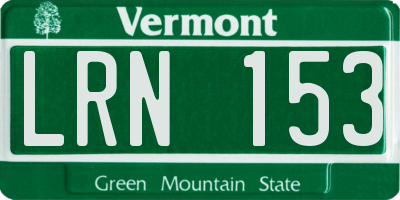 VT license plate LRN153