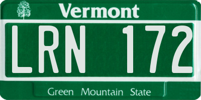 VT license plate LRN172