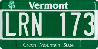 VT license plate LRN173