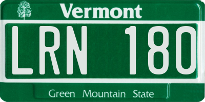 VT license plate LRN180