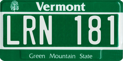 VT license plate LRN181