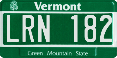 VT license plate LRN182