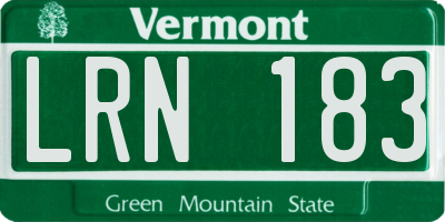 VT license plate LRN183