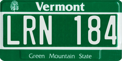 VT license plate LRN184