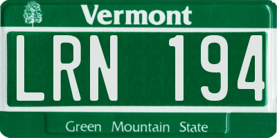 VT license plate LRN194
