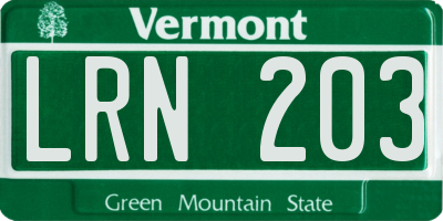VT license plate LRN203