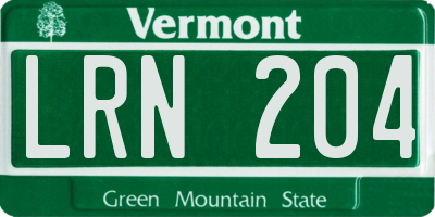 VT license plate LRN204