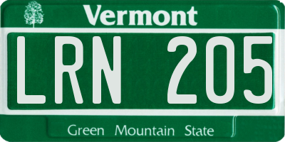 VT license plate LRN205