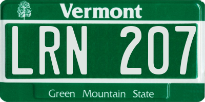 VT license plate LRN207