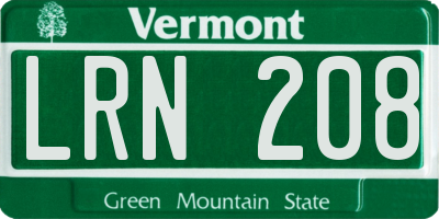 VT license plate LRN208