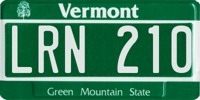 VT license plate LRN210