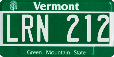 VT license plate LRN212