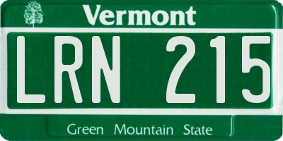 VT license plate LRN215