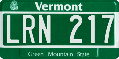 VT license plate LRN217
