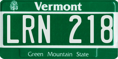 VT license plate LRN218