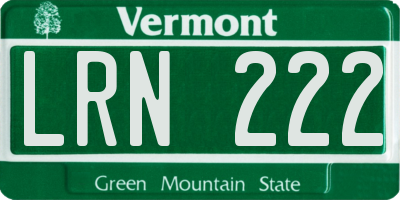 VT license plate LRN222