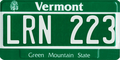 VT license plate LRN223