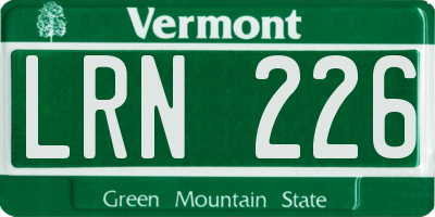 VT license plate LRN226
