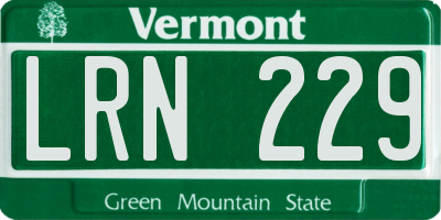 VT license plate LRN229