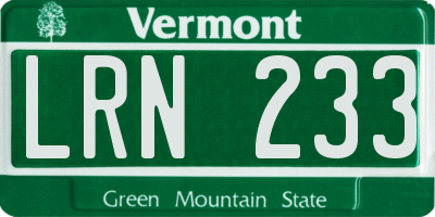 VT license plate LRN233