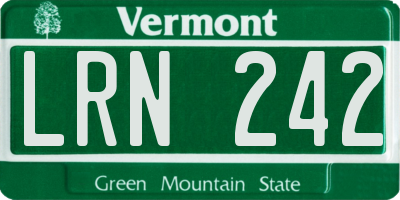 VT license plate LRN242
