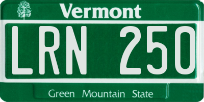VT license plate LRN250