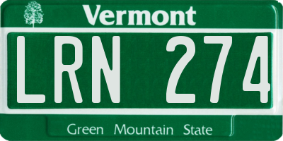 VT license plate LRN274