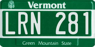 VT license plate LRN281