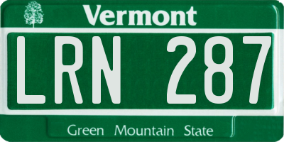 VT license plate LRN287