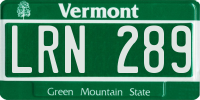 VT license plate LRN289