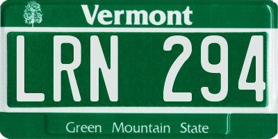 VT license plate LRN294