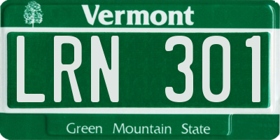 VT license plate LRN301