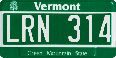 VT license plate LRN314