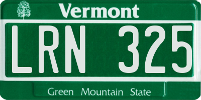 VT license plate LRN325