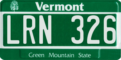 VT license plate LRN326