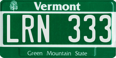 VT license plate LRN333