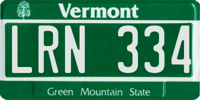 VT license plate LRN334