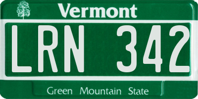 VT license plate LRN342