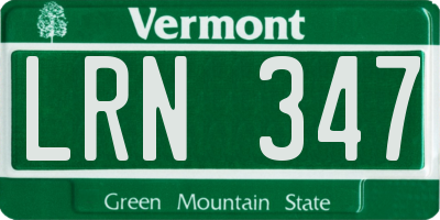VT license plate LRN347