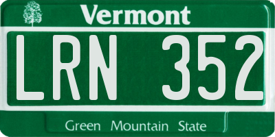 VT license plate LRN352