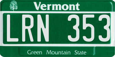 VT license plate LRN353