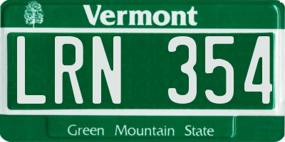 VT license plate LRN354