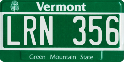 VT license plate LRN356