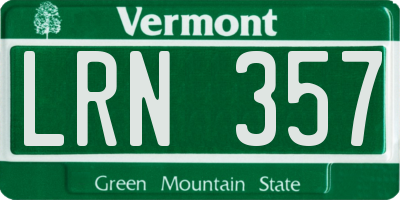 VT license plate LRN357