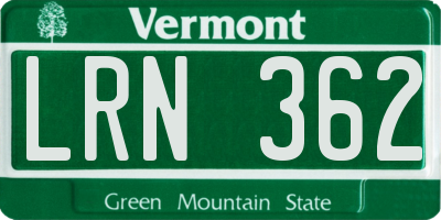 VT license plate LRN362