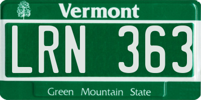 VT license plate LRN363